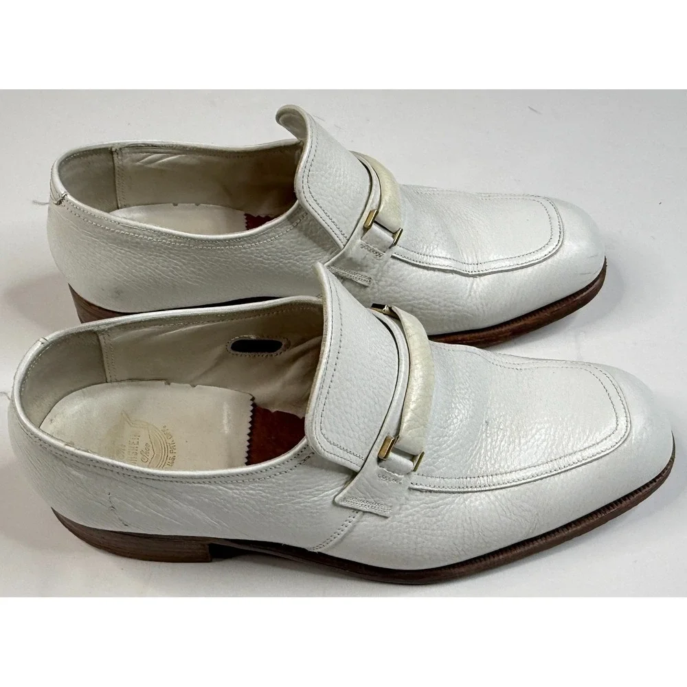 Florsheim Men's Vintage 1970's-80's White Slip On Leather Loafer Size 7.5 D